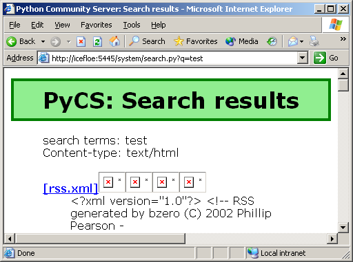 [Picture of a browser window showing the search script running]